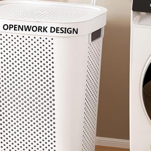 Panier de rangement pour linge sale, grande capacité, en plastique coloré, taille moyenne, produit ménager très vendu - Product Image 6