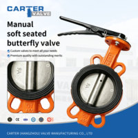 Válvula de Mariposa Manual Resiliente con Asiento de EPDM, Tipo Wafer, de Hierro Dúctil QT450, Operada por Palanca, Cero Fugas de Agua, HVAC PN16 API609