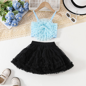 Set <span class=keywords><strong>Abbigliamento</strong></span> Estivo 2026 per Bambine: Gilet in Pizzo alla Moda + Gonna Tutu, Completo per Bambine 4-7 Anni - Product Image 3