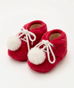 Chaussons en peluche à pompons moelleux pour bébé, semelle souple, chauds pour l'hiver, à lacets, chaussures pour nourrissons - Product Image 4