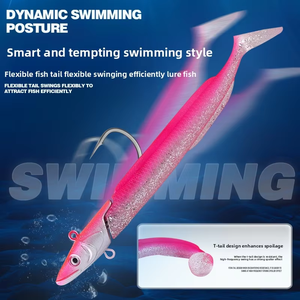 Esca da <span class=keywords><strong>Pesca</strong></span> B Palmer 120mm 23g, Squalo di Sabbia in Silicone <span class=keywords><strong>con</strong></span> Testa in Piombo, Coda a T in Plastica, Esca Morbida - Product Image 4