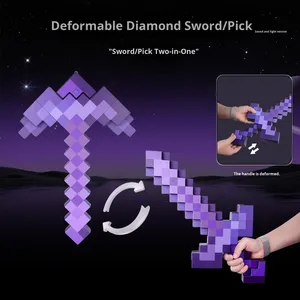 Épée et <span class=keywords><strong>pioche</strong></span> <span class=keywords><strong>diamant</strong></span>ées 2-<span class=keywords><strong>en</strong></span>-1 transformables avec sabre laser et accessoires de jeu d'arc et de flèches <span class=keywords><strong>en</strong></span> ABS pour jouets - Product Image 4