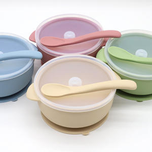 Bol en silicone sans BPA pour bébé avec cuillère et fourchette, produit de repas pour enfants, pour l'alimentation des bébés - Product Image 2