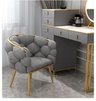 Fauteuil de manucure commercial moderne, luxe léger, fauteuil à dossier haut, fauteuil de maquillage, canapé individuel, fauteuil en velours avec pieds dorés