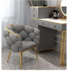 मैनीक्योर ड्रेसिंग चेयर लाइट लक्जरी ब्रेड चेयर मेकअप सिंगल सोफा कुर्सी लिविंग रूम के लिए सोने के पैरों के साथ सोने के पैरों के साथ - Product Image 5