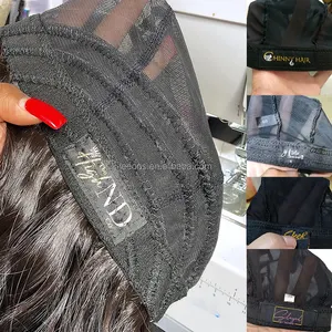 Wholesale Custom Logo Adjustable Closure Mono Upart Ventilated Wig Cap Glueless Spandex Mesh Dome Lace Wig Caps For Making Wigs