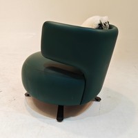 Fauteuil de salon pivotant moderne avec coussin moelleux, revêtement en PU, support en acier carbone