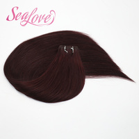Extensions de cheveux humains vierges bruts Remy couleur 99J, super double drawn, bordeaux, avec cuticules alignées et double trame cousue à la machine