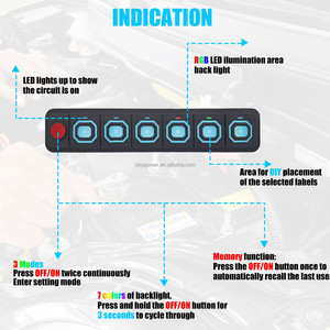 <span class=keywords><strong>6</strong></span> gang RGB cảm ứng điều khiển chuyển đổi bảng điều khiển 3-chế độ 12-24V 60A SSR mạch điều khiển đèn pha chuyển đổi cho xe ô tô xe tải suvs mới - Product Image 2