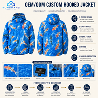 Jaket Hujan Pria Anti Air Berkerudung Motif Ikan Koi dengan Ritsleting, Jaket Kasual Outdoor Tahan Angin, Layanan OEM