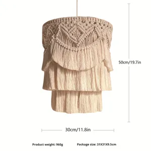 Envío Directo, Decoración Ecológica de Algodón, <span class=keywords><strong>Adornos</strong></span> Colgantes de Macramé Tejidos a Mano, Pantalla de Lámpara Ligera, Decoración del Hogar - Product Image 6
