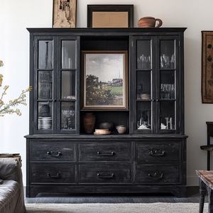 Vente en gros d'ensembles de salle à manger en bois massif porte en verre cuisine vitrine tiroirs armoire de rangement buffet antique buffet - Product Image 1