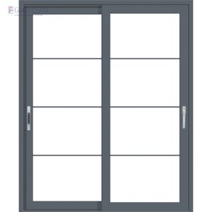 Fuson 전문 제조 업체 이중 유약 현대 욕실 인테리어 알루미늄 슬림 프로필 유리 슬라이드 도어 - Product Image 1