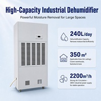Déshumidificateur industriel commercial 240L/D, machine de déshumidification d'air à haute capacité, sur pied, pour entrepôt, sous-sol