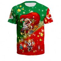 T-shirt de Noël personnalisé grande taille pour adulte, imprimé numérique 3D, manches courtes, pour fête
