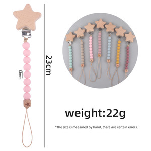 Düşmeye Karşı Dayanıklı Çiğnenebilir Bebek Silikon Diş Kaşıyıcı Ahşap Emzik Zinciri Gıda Sınıfı Malzeme BPA İçermez 23cm - Product Image 5