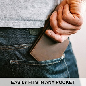 Custom Slim RFID Leather Bifold <b>Wallet</b> Organizer Slim Card <b>Holder</b> with 8 Card Slots ID Windows Top Genuine Leather <b>Wallet</b> - Product Image 6