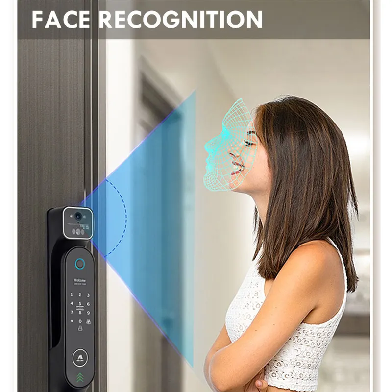 Tuya APP Face Recognition Built in Camera with Keys Security Electric Digital Lock Smart Locks With Usmart Go APP