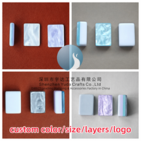 Tuiles de Mahjong américaines peintes à la main, bleu royal, en acrylique multicouche, décoratives, pour collection et exposition