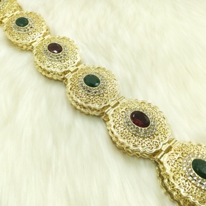 C Phụ Nữ Caftan Morocco Vành Đai Vàng Màu Đỏ Màu Xanh Lá Cây Đá Dân tộc Wedding Dress Kaftan Abaya Kim Loại Eo Chuỗi Đồ Trang Sức - Product Image 5