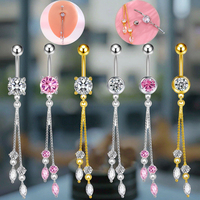 Mode Piercing pour femmes cristal nombril anneau en acier inoxydable nombril Piercing bijoux Xinfocus chaud corps bijoux
