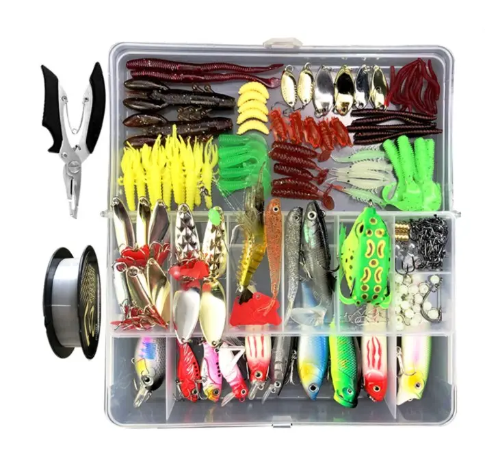 Scatola per attrezzatura con esche per cucchiaio vermi in plastica morbida maschere per Crankbait ami da pesca per Kit di attrezzatura per esche d'acqua dolce