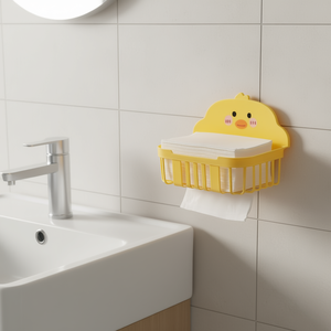 Cestino organizer in plastica per bagno e cucina. Simpatico portaoggetti autoadesivo da parete a forma di anatra AM-6701B CASAMAX WL - Product Image 2