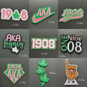 Sorority Patch Soror Sority Patch Soror Soree SkeeWee刺繍アイアンオンフェルト生地,1908用小型ピンク & グリーンジャケット用 - Product Image 5