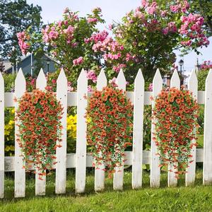 Decorazione Murale con Piante Pendenti di Eucalipto e Viola, Fiori Artificiali in Plastica con Foglie e Rami - Product Image 6