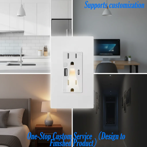 US Standard Night Light <strong>USB</strong> <strong>Socket</strong> 125V 15A Type C Wall Outlet <strong>with</strong> 2 Outlets Plugs &amp; <strong>Sockets</strong> - Product Image 1