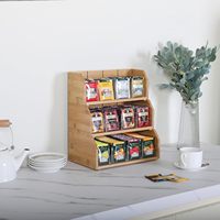 Organisateur de sachets de thé en bambou empilable à 3 couches Support de rangement pour sachets de thé Boîtes à thé en bois