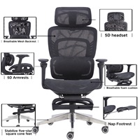 Chaise de bureau de direction ergonomique en tissu maillé noir de haute qualité, design moderne, avec fonctions de massage, repose-pieds rétractable