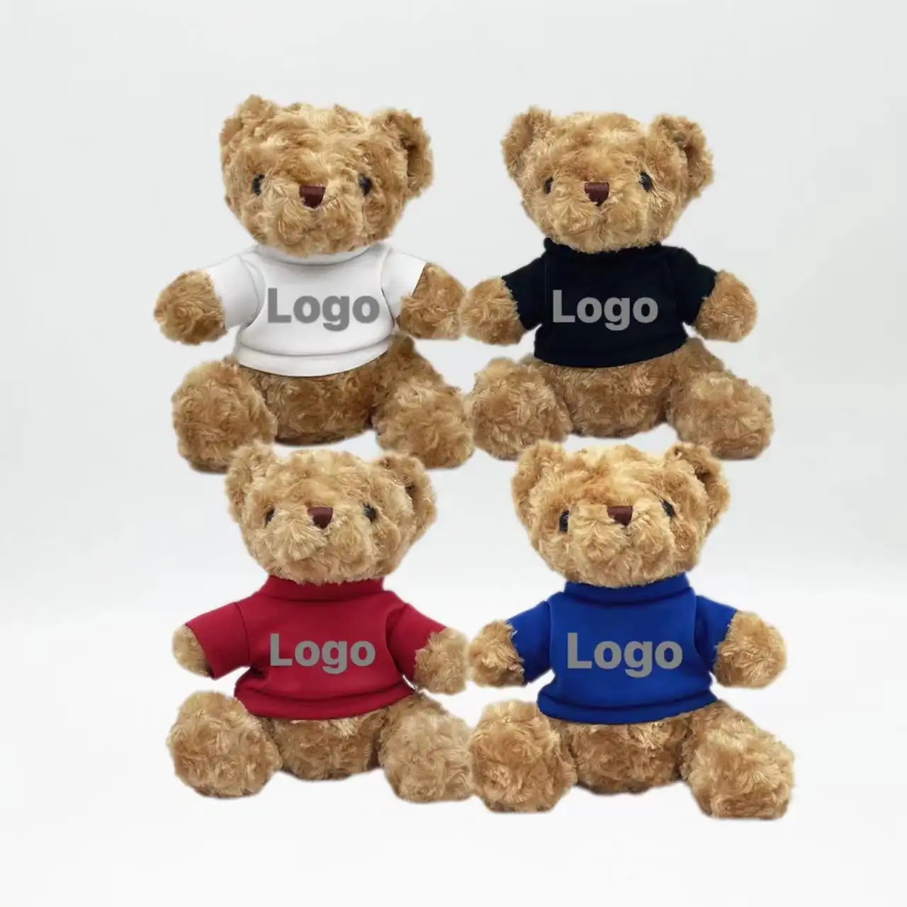 Logotipo sublimado personalizado peluche oso de peluche juguetes relleno sentado marrón oso de peluche juguetes de peluche niños muñecas animal oso muñecas