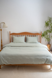 Housse de couette en coton lavé 32s, douce, respirante, absorbant l'humidité, style rayures vertes, pour la maison et l'hôtel - Product Image 6