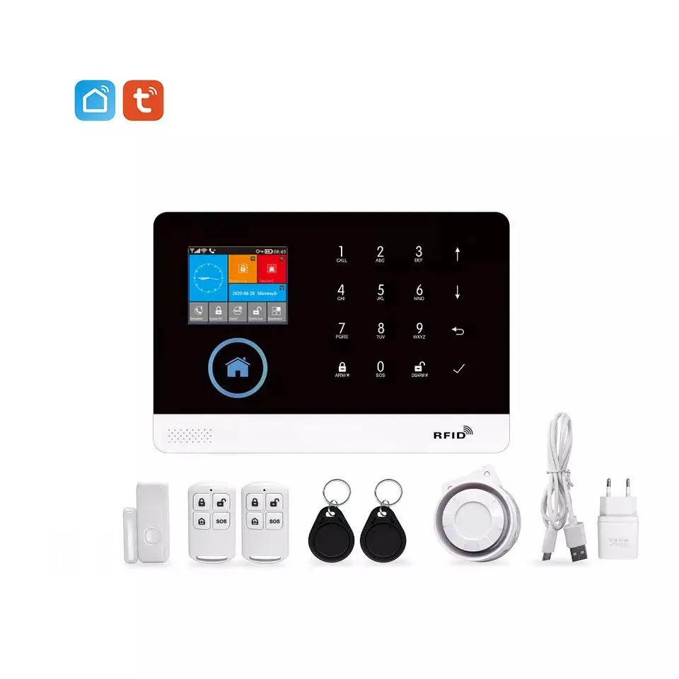 Glomarket Smart Tuya Wifi 4G Security Alarm System Kit Home System Alarm Wifi/GSM Touch Screen Security Alarm System For Home