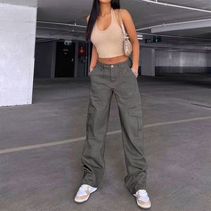 Vente en gros de nouveaux pantalons pour femmes printemps automne 2021 couleur unie coutures de poche basique décontracté ample mi-taille <span class=keywords><strong>jean</strong></span> femmes - Product Image 2