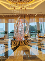 Sculpture de fleurs roses en résine d'intérieur Vincentaa, décoration de luxe pour hôtel