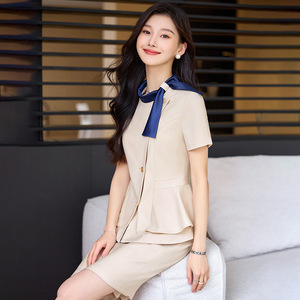 Women's Professional Suit Set Polyester Three-Quarter Sleeve Comfortable Workwear For Office And Beauty Salon Summer 2025 - Product Image 4