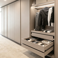 Armoire de luxe finition chêne, prête à assembler (RTA), placard de rangement minimaliste pour chambre à coucher avec tiroirs, fabrication OEM ODM sur mesure