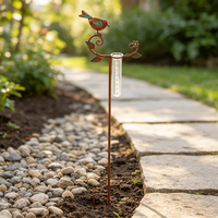 Jauge de pluie vintage en métal rouillé, robuste, pour décoration de jardin, patio, cour arrière, ferme et aménagement paysager