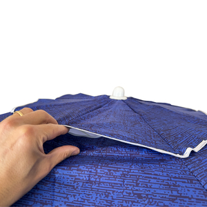 Parasol de plage 180 cm de diamètre, tissu Oxford bleu, design dôme coupe-vent, protection solaire extérieure - Product Image 4