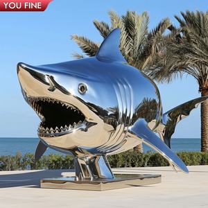 ประติมากรรมฉลามสแตนเลสตกแต่งถนนริมทะเล - Product Image 2