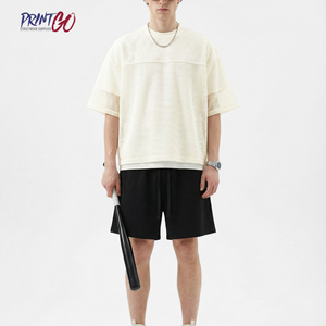 T-shirts pour hommes sur mesure de haute qualité, col rond oversize, maillot de football universitaire, maillot de football en mesh boxy, personnalisable - Product Image 3