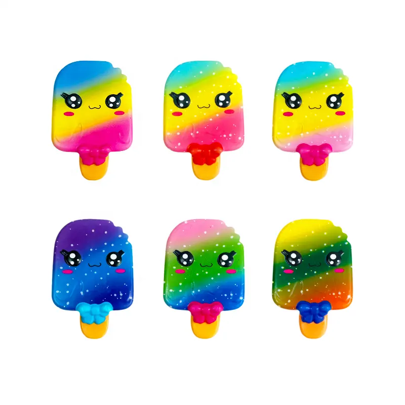 Rainbow Ice Cream lollipop Kawaii Soft Squishy Food Slow Rising Stress Relief Squeeze Toys Squishies Slow Rising Ice Cream