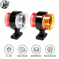 Feu de position latéral LED RHINO pour camion et remorque, étanche, bicolore blanc-rouge-ambre, clignotant d'avertissement 24V pour camion lourd