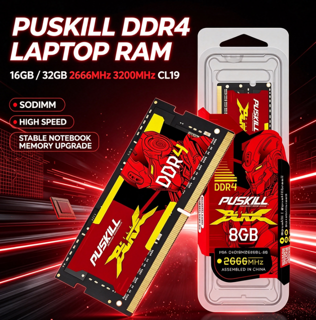 PUSKILL DDR4 SODIMM Laptop RAM 16GB 32GB 2666MHz 3200MHz CL19 High Speed Stable Notebook Memory Upgrade Module