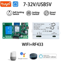 Module d'interrupteur intelligent WiFi SLS Tuya, télécommande RF433, 1 canal, relais 10A DC7-32V, portée 200m, compatible Alexa/Google Home pour la maison