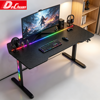 Bureau de jeu PC noir avec éclairage RGB et support pour casque – Commande en gros, prix usine pour la revente e-commerce