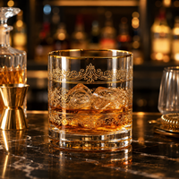 Verre à whisky en cristal haut de gamme avec motif filigrané doré, écologique, fait main, compatible lave-vaisselle pour Scotch/Bourbon