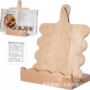 Wooden Fan Shaped Recipe Rack With Detachable Cutting Board Kitchen Conversion Table Countertop <b>Tablet</b> <b>Stand</b> Bookshelf - Product Image 2